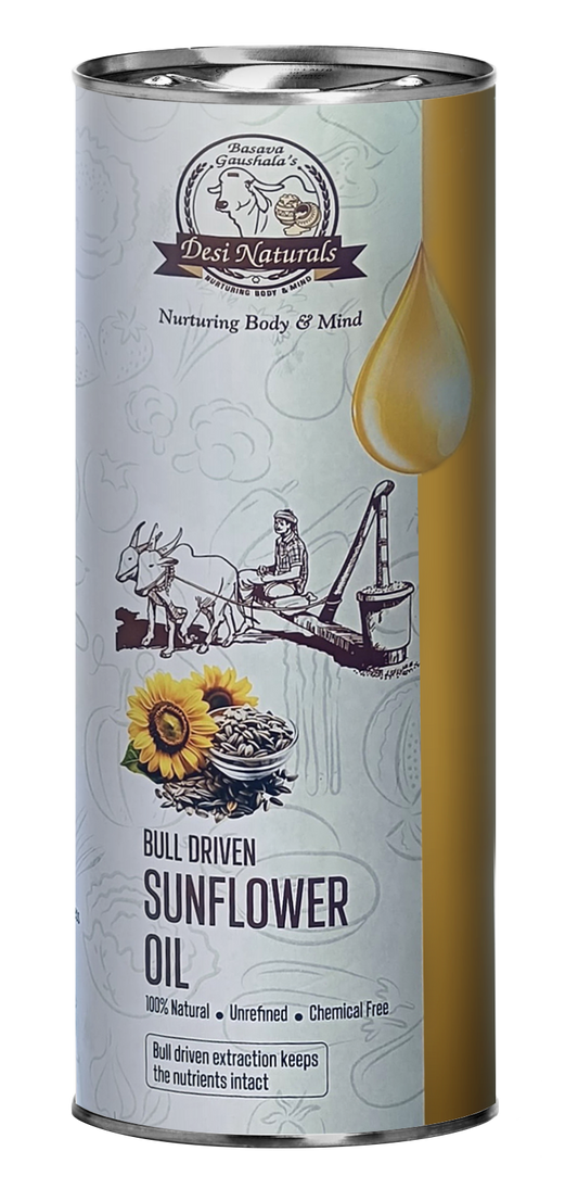 Desi Naturals Bull-Driven Cold Pressed Sunflower Oil – Pure, Nutrient-Rich & Heart-Healthy