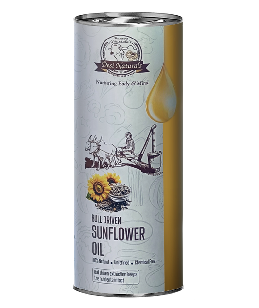 Desi Naturals Bull-Driven Cold Pressed Sunflower Oil – Pure, Nutrient-Rich & Heart-Healthy