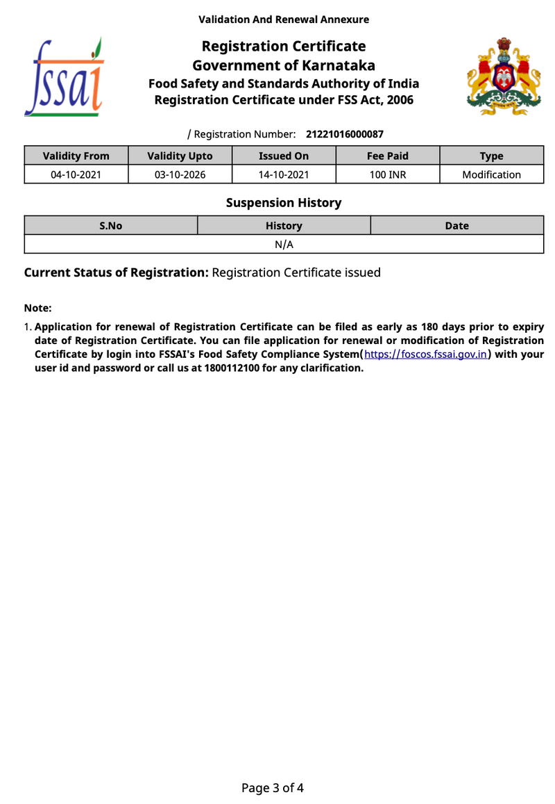 FSSAI License Page 2